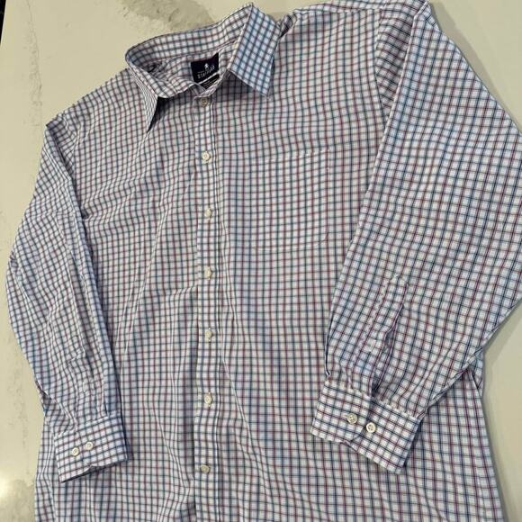 Stafford Long Sleeve Button Up Dress Shirt Mens 18 34-35 White Plaid Regular Fit - Picture 2 of 4